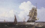 Attributed to john wilson carmichael Shipping off Scarborough (mk37) oil painting reproduction